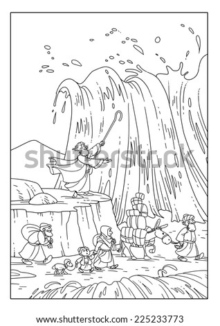 Israelites Crossing Red Sea Stock Illustration 225233773