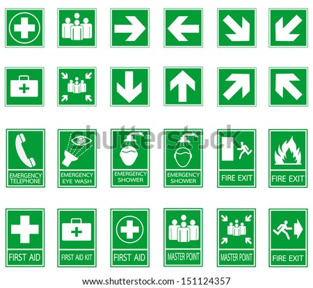 Set Emergency Fire Exit Emergency Assembly Stock Vector 512963278 ...