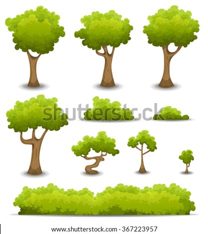 Forest Trees Hedges Bush Set Illustration Stock Vector 222459109 ...