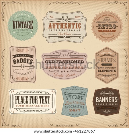 Vector Set Retro Labels Icons Stock Vector 115538554 - Shutterstock