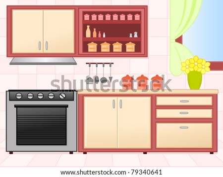 Cartoon Kitchen Stock Vector 184160033 - Shutterstock