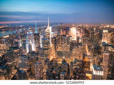 Aerial View Manhattan Skyline Sunset New Stock Photo 152295734 ...