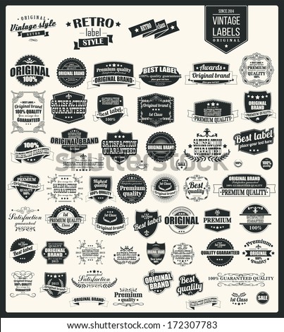 Set Vintage Retro Labels Stock Vector 166461227 - Shutterstock