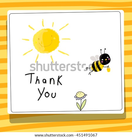 Bee Vector Cartoon Thank You Card Stock Vector 422012563 - Shutterstock