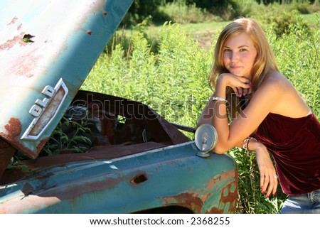 Girl Standing By Old Pick Truck Stock Photo 2368253 - Shutterstock