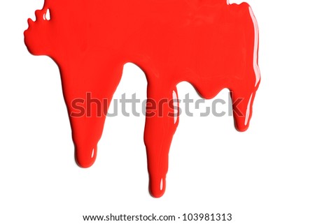 Red Dripping Paint Against White Background Stock Photo 103981340 ...