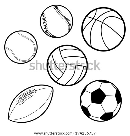 Collection Black White Sports Balls Vector Stock Vector 123825145 ...