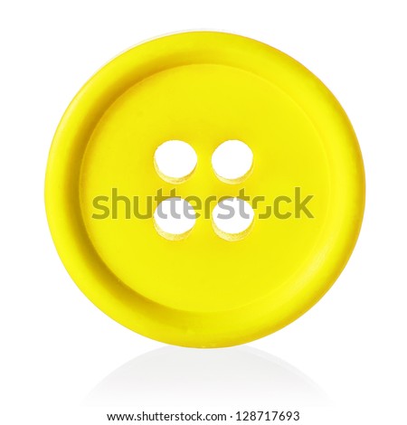 Yellow sewing button isolated on white - stock photo