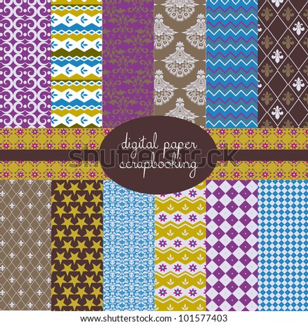 Digital Scrapbook Papers Stock Vector 106121006 - Shutterstock