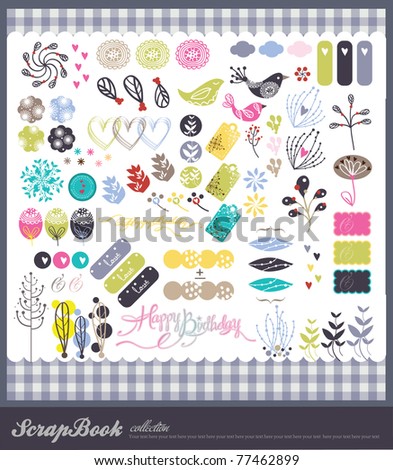 sweet decorative sticker set scrapbooking art stock vector 74301463