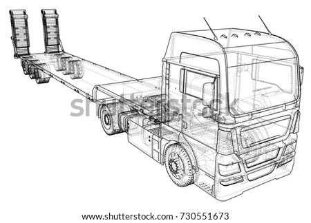 Model Trailer Truck Wireframe Eps10 Format Stock Vector 730551742