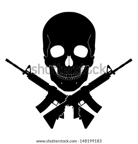 Download Skull Crossed Guns Black White Vector Stock Vector ...