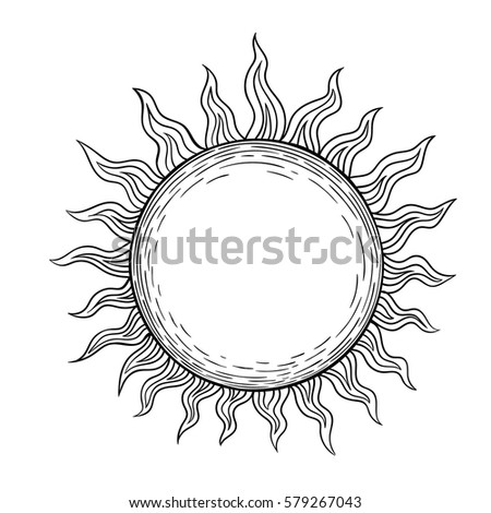 Sun Tattoo Black White Stock Illustration 48999301 - Shutterstock