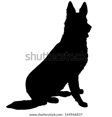 Download Black Silhouette Sitting Dog Holding Leash Stock Vector ...
