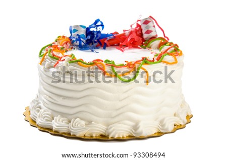 Birthday cake isolated on white - stock photo