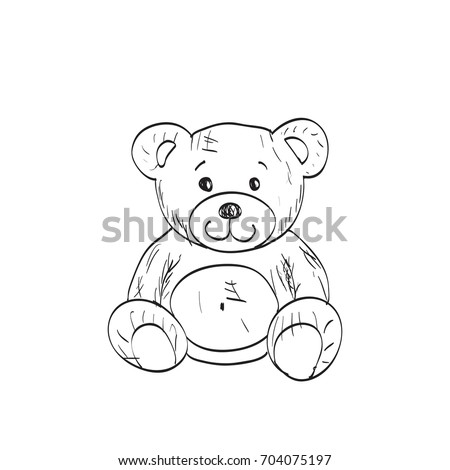  Teddy Bear Sketch Drawing On White Stock Vector 703640392 - Shutterstock