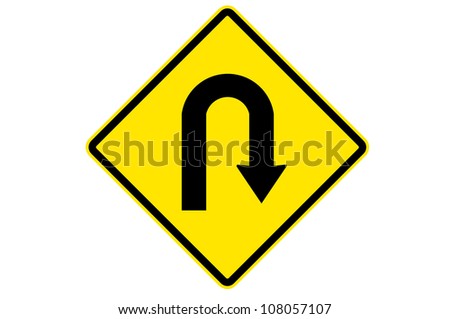 Yellow Warning Sign Uturn Roadsign Isolated Stock Illustration ...