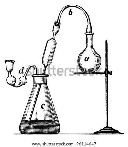 Old Chemical Laboratory Equipment Illustration Engraving Stock ...
