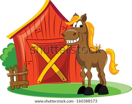 Cartoon Brown Horse Farm Stock Illustration 489653071 - Shutterstock