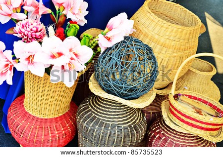 Various Color Plastic Basket Home  Decoration  Stock Photo 