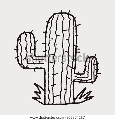 Cactus Desert Cartoon Vector Illustration Black Stock Vector 718708480 ...