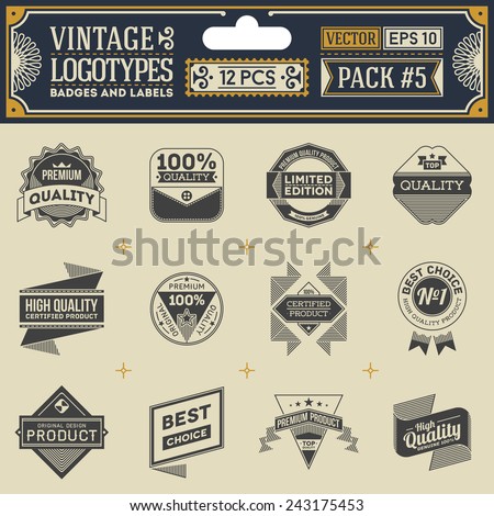Set Vintage Logos Badges Labels Vector Stock Vector 248620642 ...
