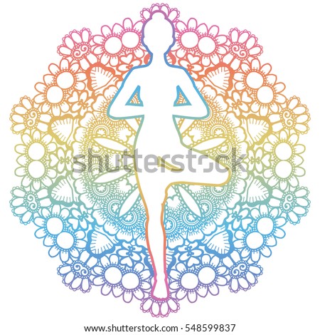 Download Mandala Round Background Women Silhouette Yoga Stock ...