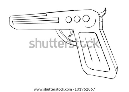 Outline Hand Gun Isolated On White Stock Illustration 10795117