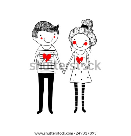 Cute Doodle Couple Stock Vector 249317884 - Shutterstock