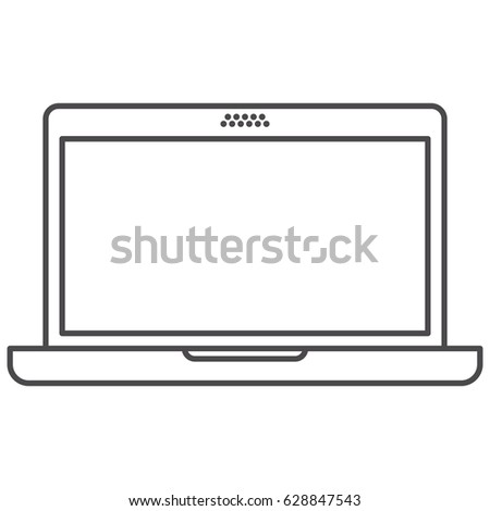 Outline Drawing Laptop Elegant Thin Line Stock Vector 377813179