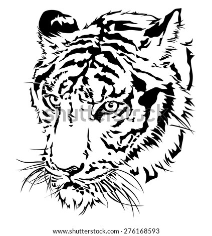 Tiger Head Silhouette Vector Stock Vector 106367366 - Shutterstock