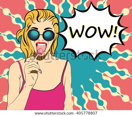 Wow Pop Art Face Sexy Surprised Stock Vector 489497344 - Shutterstock