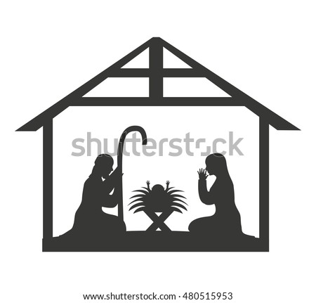 Black Silhouette Nativity Scene Isolated Vector Stock Vector 114426943 ...