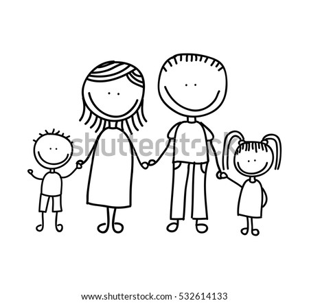 Childs Drawing Couple Stock Vector 53212375 - Shutterstock