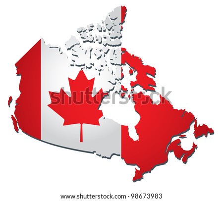 High Detailed Map Canada Flag Icons Stock Vector 307010447 - Shutterstock