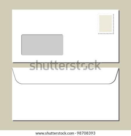 Blank White Envelope Front Back Marked Stock Vector 46672972 - Shutterstock
