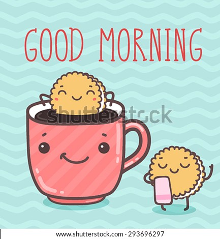 Vector Hand Draw Illustration Good Morning Stock Vector 293696297