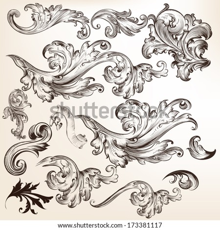 Vector Set Calligraphic Elements Design Calligraphic Stock Vector ...