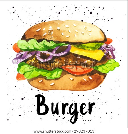 vector b letter Food Poster Handdrawn Illustration Watercolor Vector Stock