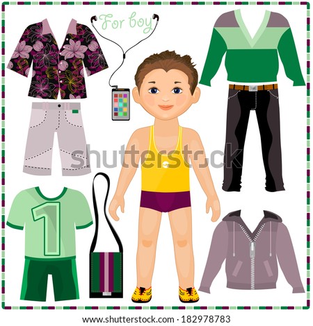 Paper Doll Set Fashionable Clothing Cute Stock Vector 180011456 ...