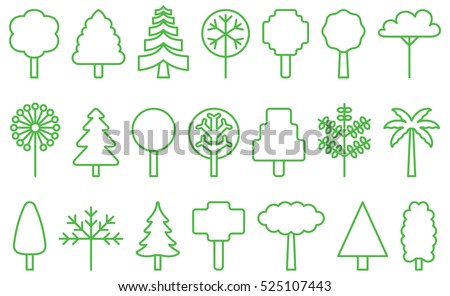 Trees Green Line Icons Stock Vector 525107443 - Shutterstock