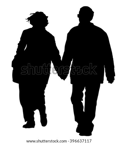 Happy Elderly Seniors Couple Vector Black Stock Vector 207342049 ...