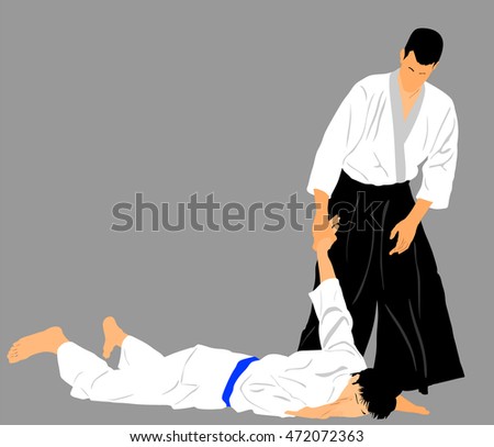 Fight Between Two Aikido Fighters Vector Stock Vector 671143345 ...