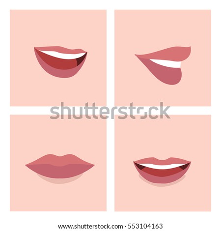 Set Beautiful Female Lips Different Makeup Stock Vector 149988020 ...