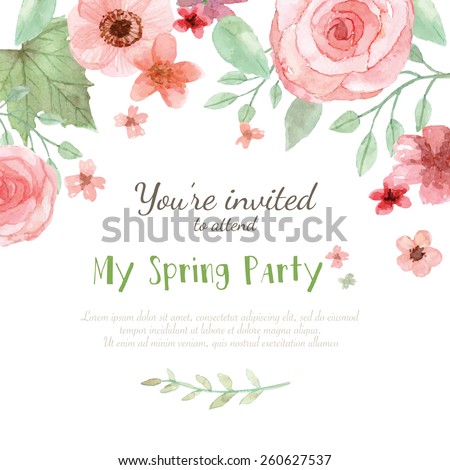 Flower Wedding Invitation Card Save Date Stock