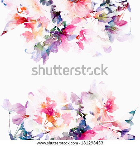 Floral Background Roses Watercolor Floral Bouquet Stock Illustration ...