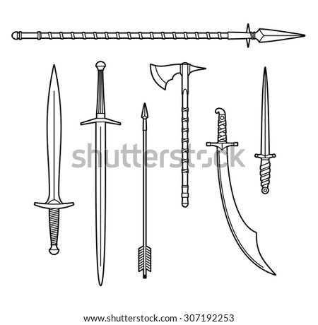 Old Weapons Collection No1 Stock Vector 76460839 - Shutterstock