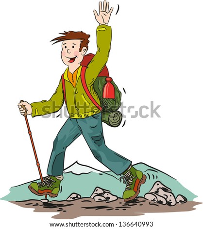 Hiker - stock vector