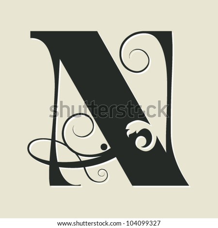 Calligraphic Letter N Isolated On White Stock Illustration 104091428 ...