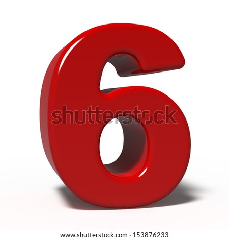 number 6 isolated on white background - stock photo